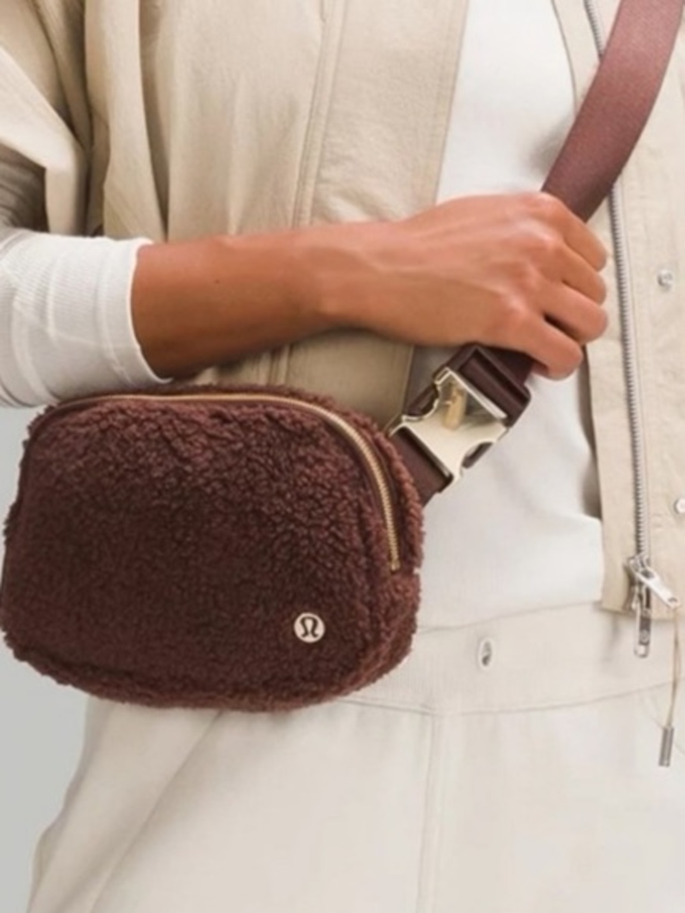 Lululemon Everywhere Fleece Belt Bag Brown Sherpa